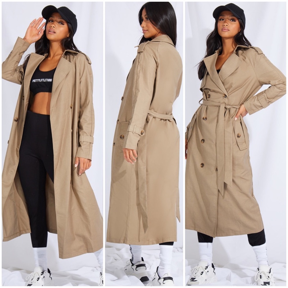 PrettyLittleThing Tan Trench Coat